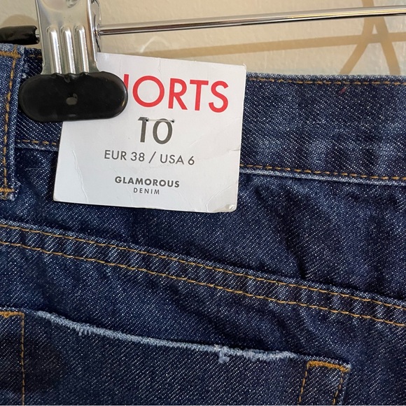 Glamorous Dark Blue Bleach Stonewash Denim Shorts, NWT - Picture 6 of 8